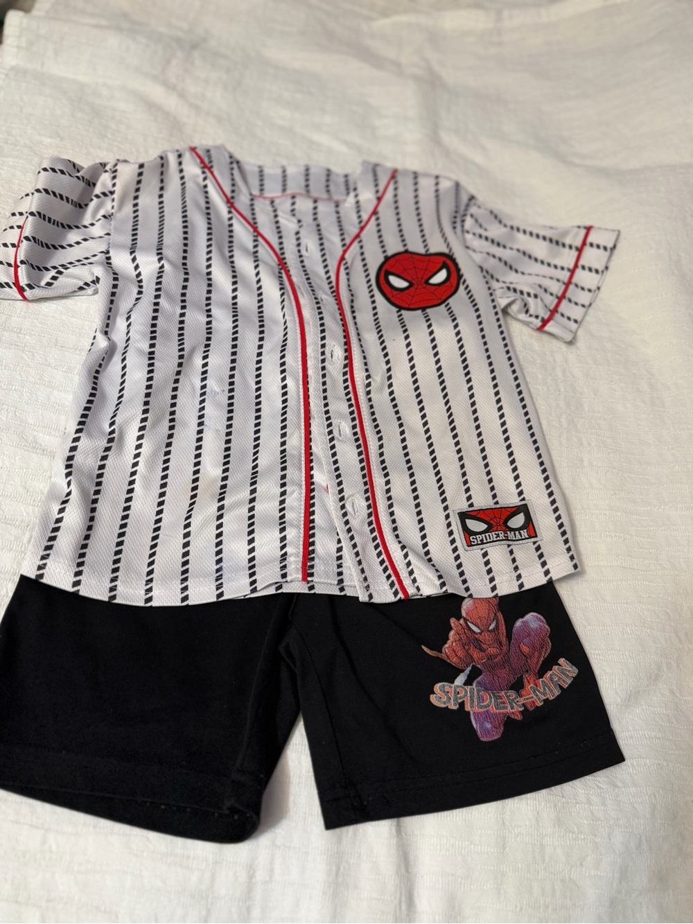 Spider-Man Boys 2 Piece Outfit Set Size 6 Baseball Jersey Tee & Shorts